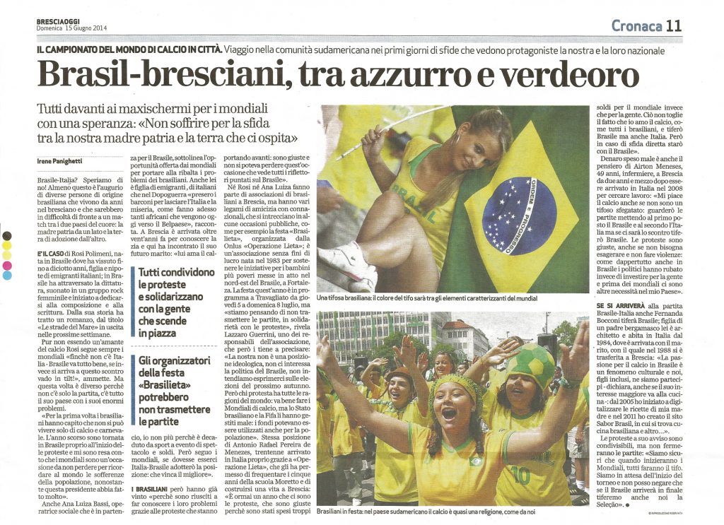 BRESCIA OGGI - 2014.06.14 -Sabor Brasil ricette di cucina Brasiliana