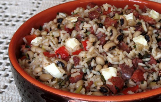 Baião de dois (Rice and black-eyed peas cooked together)