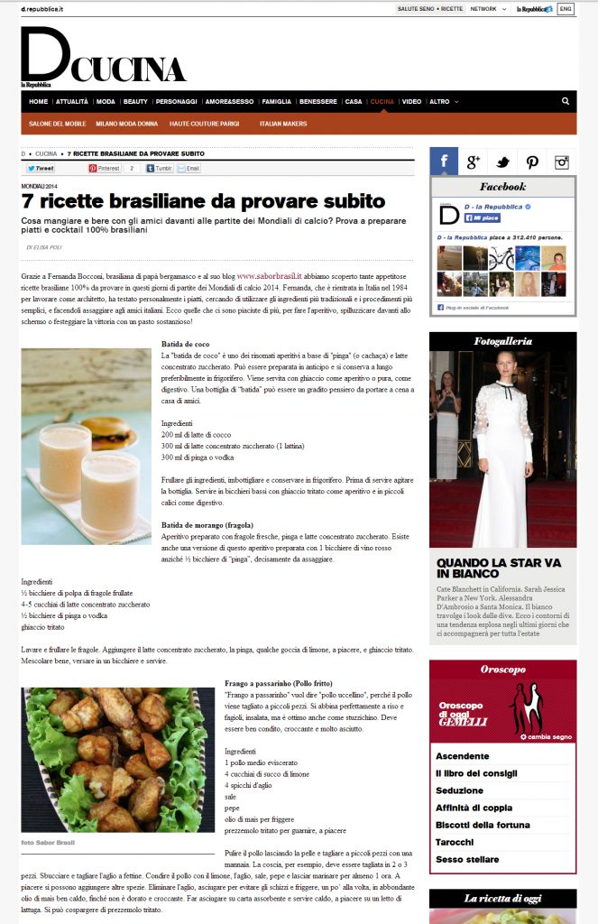 D REPUBBLICA - CUCINA 2014.06.13 -Sabor Brasil ricette di cucina Brasiliana